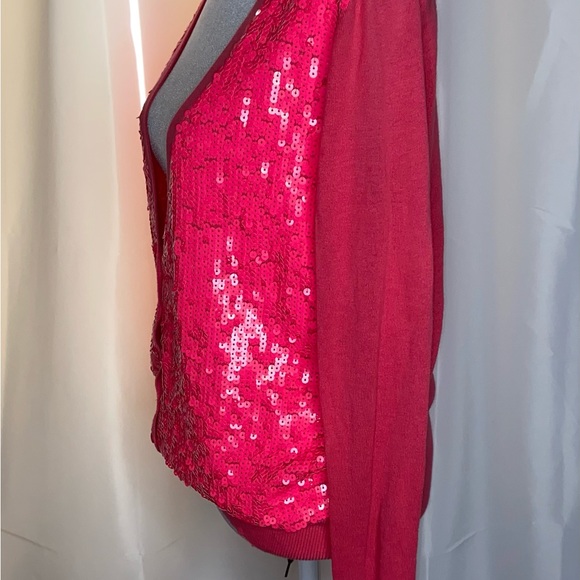 Moda International Pink Sequin Cardigan size M.       (C) - Picture 3 of 11